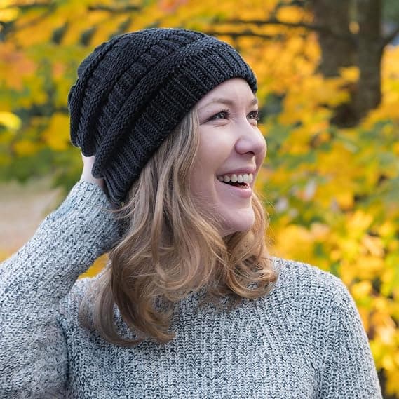 Varme strikkede vinterhatte til kvinder, tyk løs beanie, 22x22cm, nordisk stil