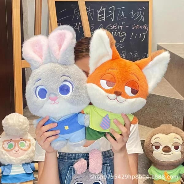 Zootopia Kosedyr - Nick & Judy | Koselige Rev & Kanin | Perfekt Bursdagsgave Nick (Standing Version) 40cm