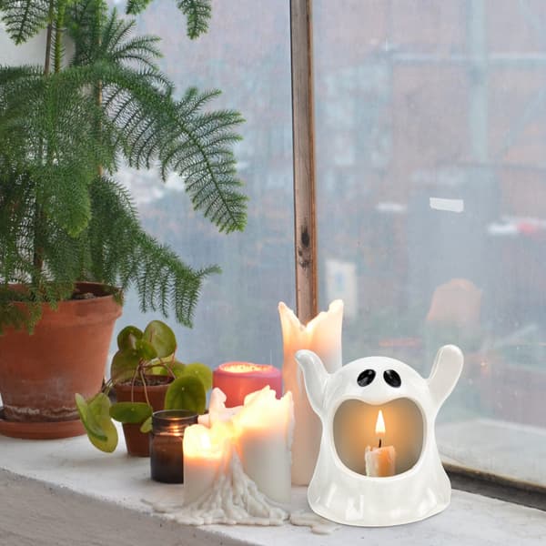 Halloween spøkelseslysestaker, spøkelseslysestaker dekorasjon keramikk Halloween lysestaker søte ønske spøkelseslysestaker egnet til bord ce