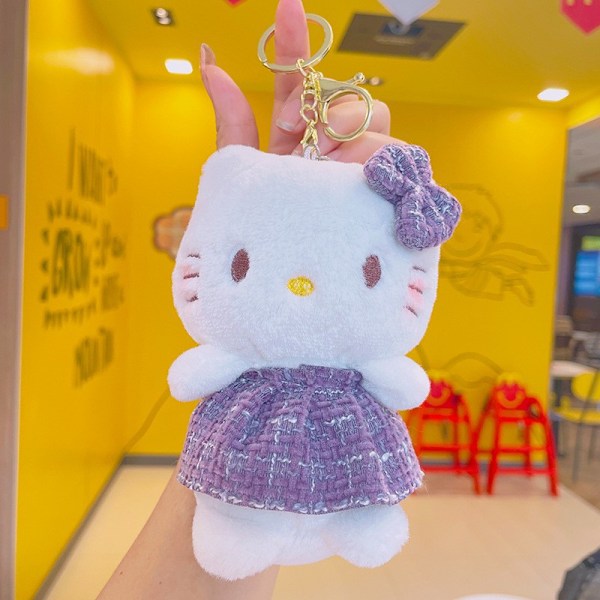 Sarjakuva Kuromi -nukke koululaukun riipus nukke pehmolelu pari avaimenperä laukun riipus Kirby Plush-Yellow 11cm (with keychain)