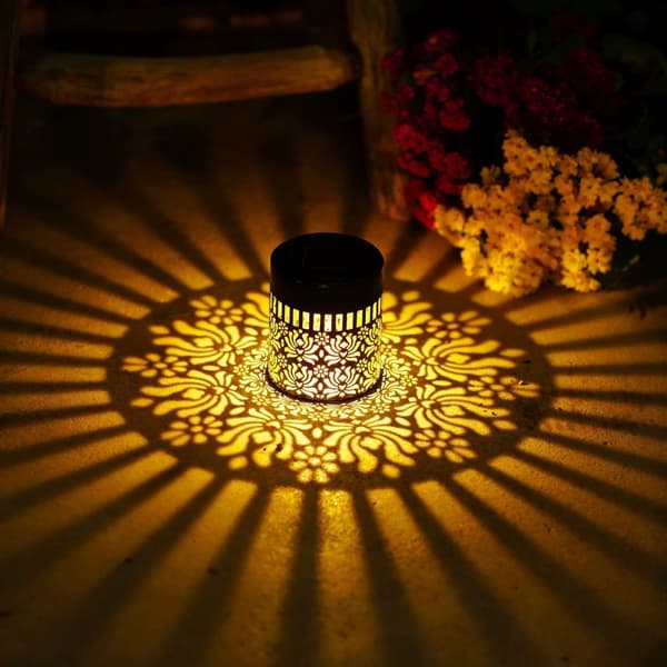 Solar Vegglampe Utendørs Vanntett Bevegelsessensor Mandala Mønster Jernkunst Dekor