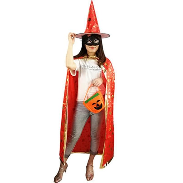 Halloween-kappe med stjernehatt-sett for barn og voksne til cosplay-kostymefest 120cm Black One size fits all