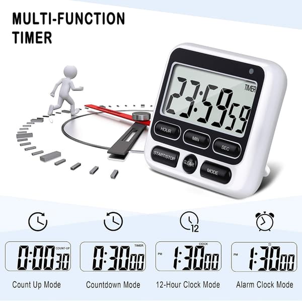 Digital Kitchen Timer with Silent/Loud Alarm ON/OFF Switch, ZQKLA