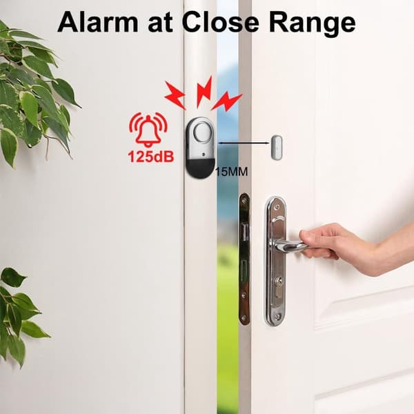 Dør- og vinduesalarm - 125dB magnetisk sensor med batterier - Tyverisikring til hjemmet