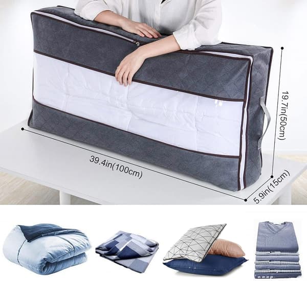 Under Bed Storage Bag, 2-pack, Large Foldable Non-Woven Fabric Storage Box, Storage Bags for Quilts, Blankets, Pillows, Toys