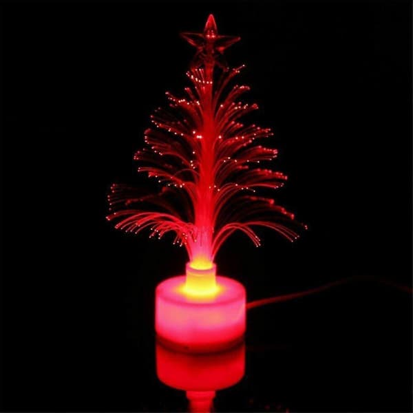 Mini LED Christmas Tree Night Light Color Changing Fiber Optic Light USB