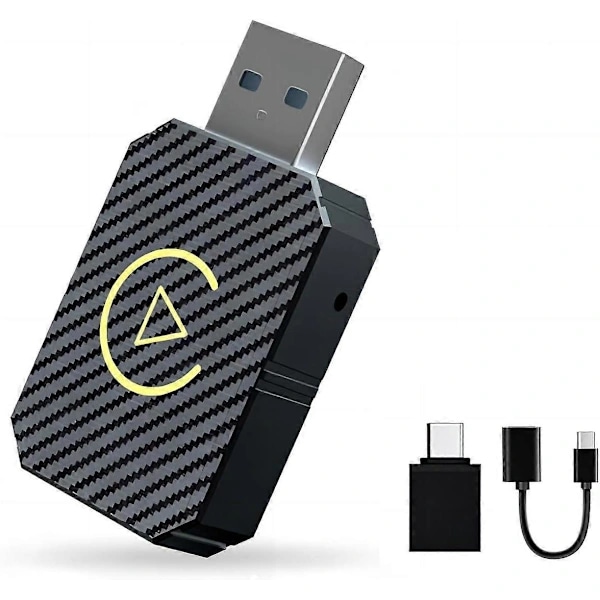 Trådlös CarPlay-adapter 2025 Uppgraderad, Trådlös CarPlay-dongel, Konverterar trådbunden CarPlay till trådlös, Plug and Play CarPlay Trådlös Adapter Gold