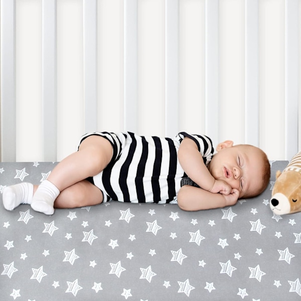 Lakan, 2-pack Mini-spjälsängslakan, Stretchbar Spjälsängsmadrassöverdrag, Kompatibel med Graco Pack n Play, Mjukt och Andningsbart Material