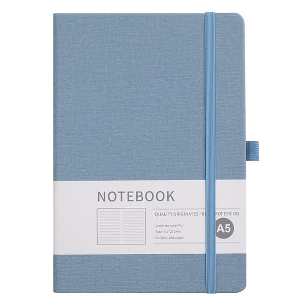 A5 Linjerad Anteckningsbok 200 Sidor Blå - Lättskriven Bläckresistent Papper - 180 Graders Platt Liggande Sydd Bindning - Studiedagbok 14,7 x 21,2 cm