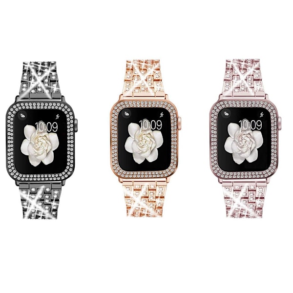 Mordely Watch band i metal med diamanter til Apple Watch pink pink 40mm