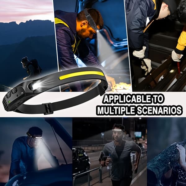 2 stk. Ultrasterke LED-hodelykter med bevegelsessensor, USB-oppladbare Exterior Headlamp 2pcs