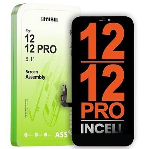 imisu skjerm for iPhone 12/12 pro svart{hh] black only the screen