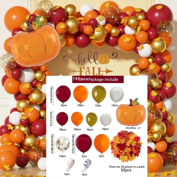 Tacksägelse orange pumpa ballongkedjeset för hösttemafestdekoration Balloon Chain Set
