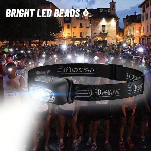 2 stk. LED Camping Hodelykt Justerbar Vinkel USB Oppladbar Head Lamp 2pcs