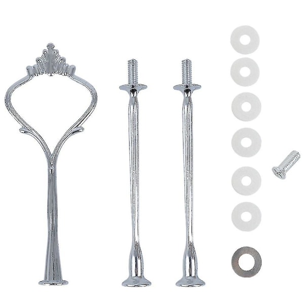 10 Set Tårtställ Beslag Kit Våningsfat För 3 Vånings Tårtställ Hårdvara Silver