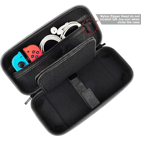 Switch-kotelo - Kantolaukku 20 pelikasetille, Nintendo Switch -konsolille ja lisätarvikkeille, harmaa