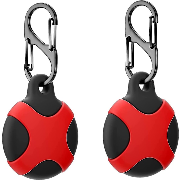 2-pack skyddsfodral, silikonnyckelring, kompatibla med Airtag skyddsfodral (svart + röd)