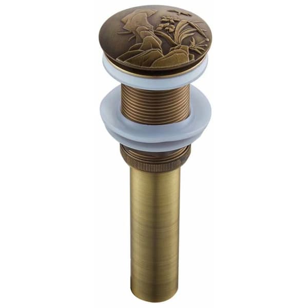 Automatic Press Open Basin Sink Drain, Antique Brass Click Clack Pop Up Drain Stopper No Overflow, Universal Bathroom Accessory Drainage System