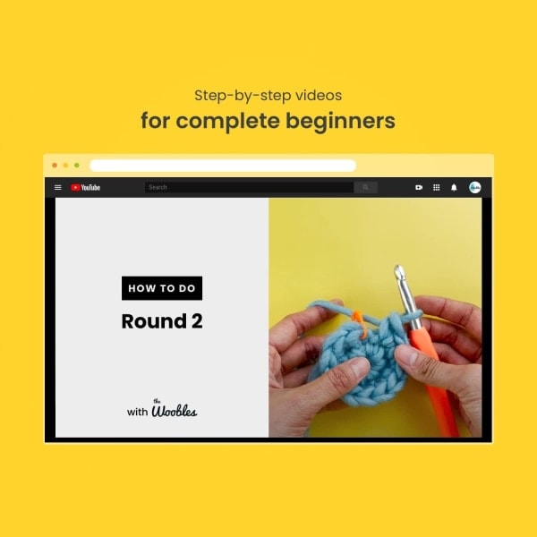 Woobles Nybörjar Kit för Virkning i Simple Pea Garn, som Visats på Shark Tank Penguin Rabbit