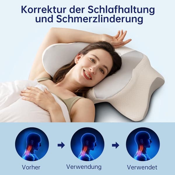 Ergonomisk Kudde - Kudde Nacksmärta - För Rygg-, Mage- och Sidosovare - Memory Foam - Sovkudde - Kudde