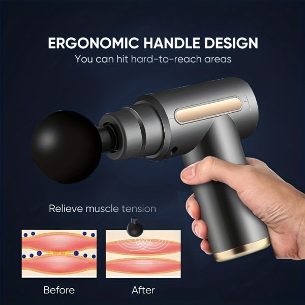 Kraftfull Professionell Percussion Gym Sport Muskel Djupvävnad Fascia Gun Nacke Rygg Muskel Djup Vibration Fickmassagepistol för Kontorsgåvor Black