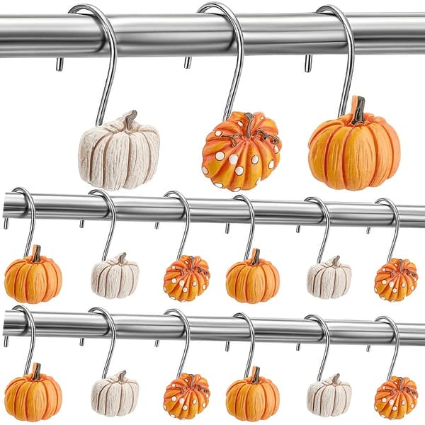 12-pack prickiga pumpa duschdraperikrokar i rostfritt stål, rustik höstbadrumsinredning 12pcs Golden Yellow