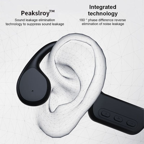Bone Conduction Hovedtelefoner - IPX8 Vandtæt, Svømning, Sort