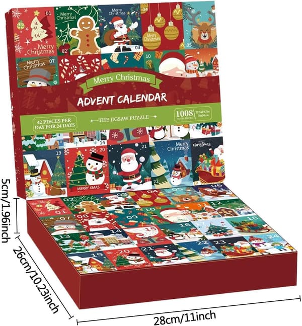 Jul Nedräkning Kalender Adventspussel 1008 Bitar Husfest Dekoration för Pojkar Flickor