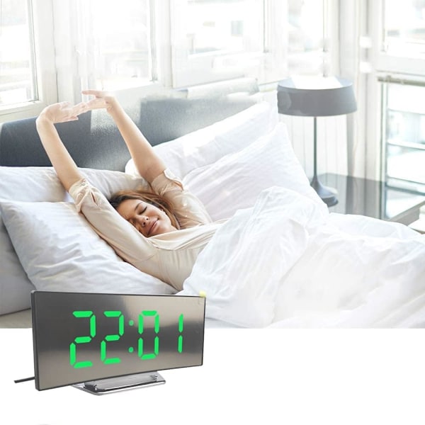 Digital Väckarklocka för Sängbord, LED-Väckarklocka med Display, Nattlampa, USB-Laddningsport, för Sovrum, Röd