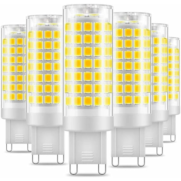 6-pack G9 LED-lampa, flimmerfria 9W LED-lampor kallvitt 6000