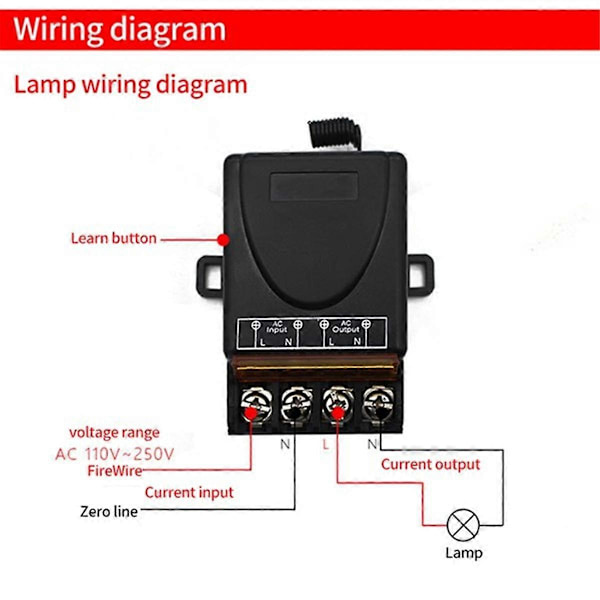 AC 220V 30A 1CH 433MHz Trådløs Fjernkontrollbryter RF Relémottaker + På/Av Sender for Elektrisk Apparat Lampe