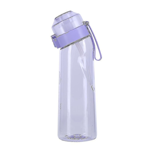 Smaksatt vannflaske med 7 smaksbelger Air Water Up flaske Frostet svart 650ml Air Starter Up Sett Vannkopp for camping Sport Lavendel