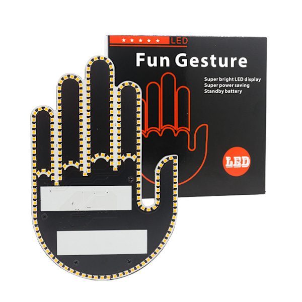 Morsom Gestlys - Morsomt LED-skiltslys for bilens bakrute med fjernkontrollfingerbil LED-lys. A
