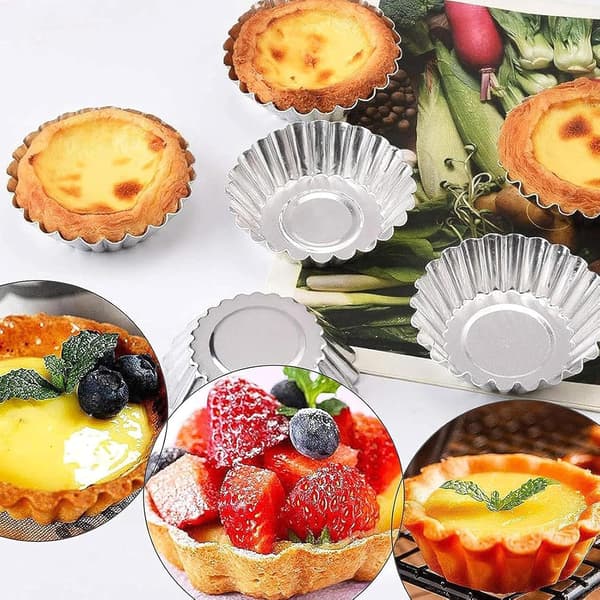 Återanvändbara Mini Quiche Tart Bakformar För Äggkräm Puddingar Bakverk Professionellt Kök Restaurang Bakutrustning Set Om 30