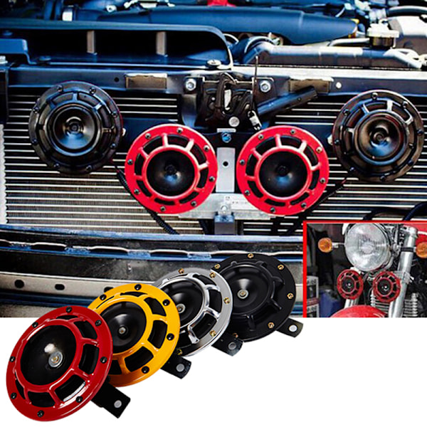 2 st Röda Svarta Hella Kompakta Elektriska Signalhorn Kit Red