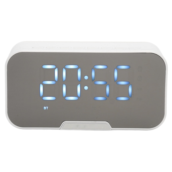 Bluetooth-högtalare med digital väckarklocka, temperaturvisning, röstmeddelanden, FM-radio, spegelväckarklocka, vit 0.4