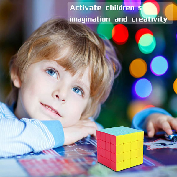 Speed Cube 4x4 Stickerless Glatt Magisk Kube 4x4x4 Speed Puzzle Kube 3D Puzzle Kube Hjernetrim Pedagogisk Leke for Barn Voksne