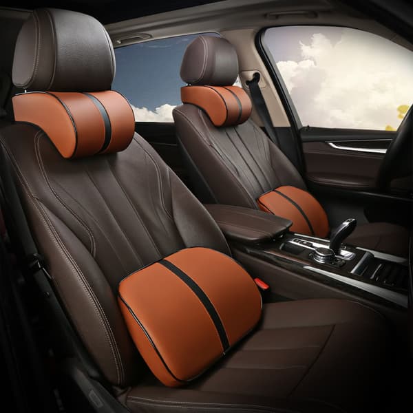 Bilnackstödskudde Memory Foam Nackkudde Universellt Läder Svankstöd Ryggstöd brown headrest