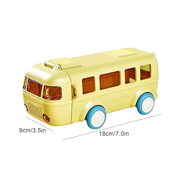 Bærbar bussformet vannkopp, bil sugerør vannkopp, buss vannflaske Kawaii bil sugerør vannkopp Yellow