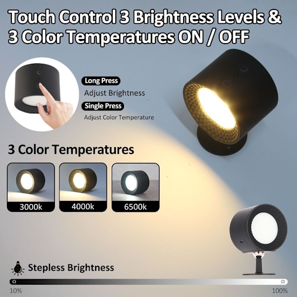 LED Væglamper Læselampe Natlampe SORT RGB SORT Black RGB Black RGB
