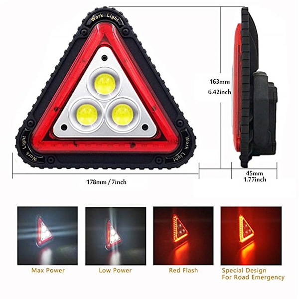 Vandtæt 30W 1500LM LED Arbejdslampe 3 COB Bærbar LED