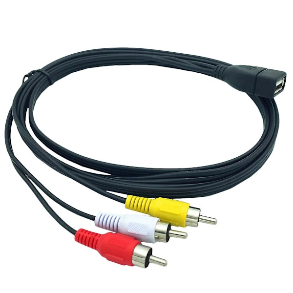 1.5M USB A Hunn til 3 RCA Phono AV Kabel Ledning PC TV Aux Audio Video Adapter