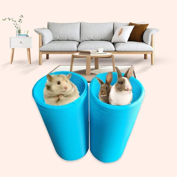 Vikbar Hamstertunnel Träningsleksak För Små Djur Blå 2-pack