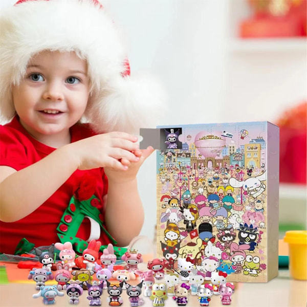 Adventskalender 2023 med Överraskningar - Grinch Blind Box, 24 Dagars Nedräkning, Praktiska Godis, Sanrio