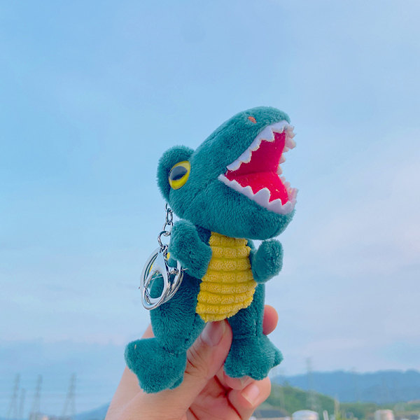 Tecknad Kuromi docka skolväska hänge docka plyschleksak par nyckelring väska hänge Plush navy blue Tyrannosaurus Rex 11cm (with keychain)
