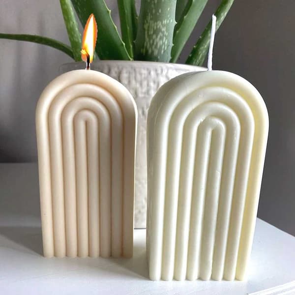 Lysform Stearinlys U-form Høj Bue 12cm hvid white