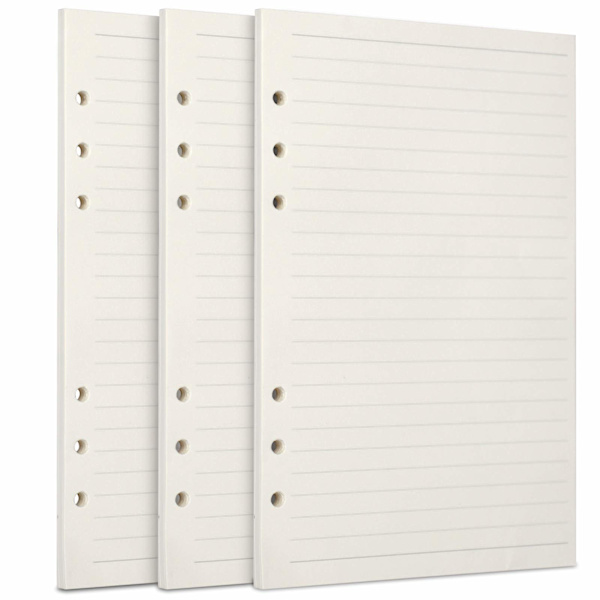 A5 Refillpapper 3-pack 100GSM Tjockt Refillpapper 6 Hål 135 Ark (270 Sidor) för 6-Ringspärm Journal Anteckningsbok Linjerat Papper{F2}