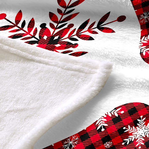 Juleplaid 127,70 x 152,40 cm Juleplaid Rød Snefnug Buffalo Plaid Design Tæppe Patchwork Juletema Plaid (Plaid, Rød)