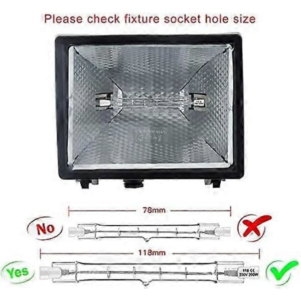 5-pakning R7S Halogenlampe 118mm 100W 230V, R7S Halogenstav 118mm, R7S Halogenlampe Dimbar Halogenstavlampe