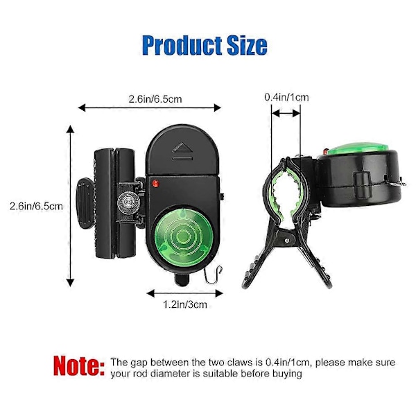 Nytt 4 stk. Fiske Bite Alarm, Sensitiv Elektronisk Fiskealarm Indikator, Lyd Bite Alarm Klokke wi